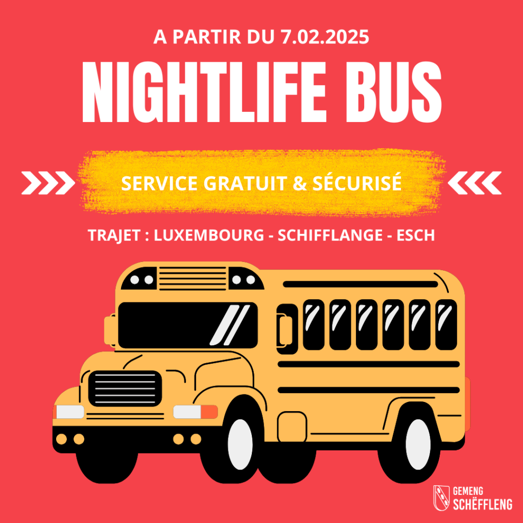 Nightlife Bus – Neie Fuerplang & Arrêten zu Schëffleng ab dem 7.02.2025