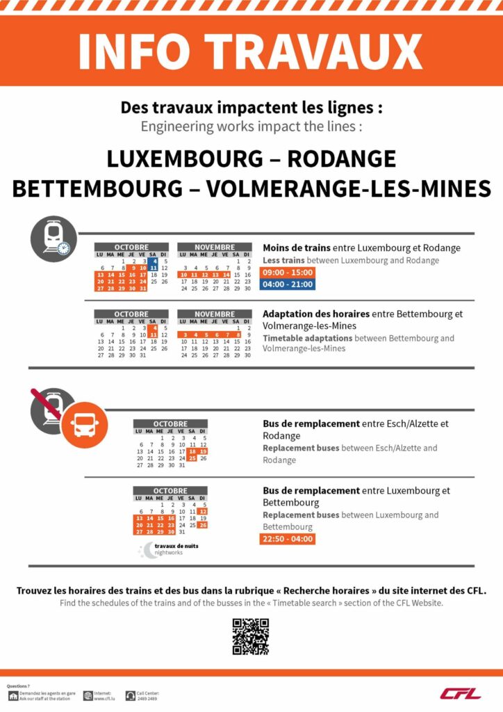 CFL – Info travaux – Octobre & Novembre 2025