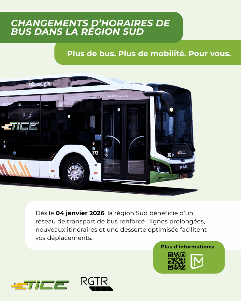 Reorganisatioun vun de Buslinnen TICE a RGTR – Südregioun