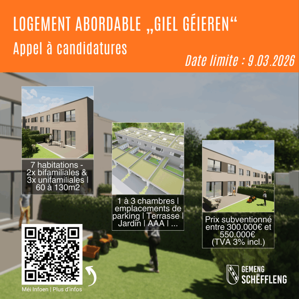 Appel à candidatures – Logements abordables « Giel Géieren »