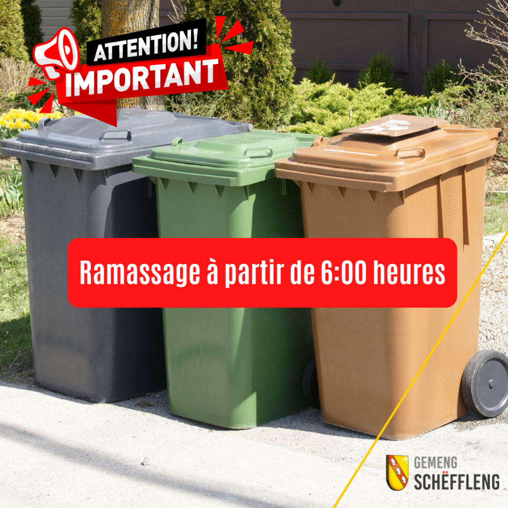 Collectes des déchets avancées à 6:00 heures – Canicule