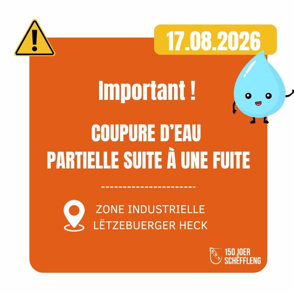 Coupure d’eau partielle – ZI Lëtzebuerger Heck
