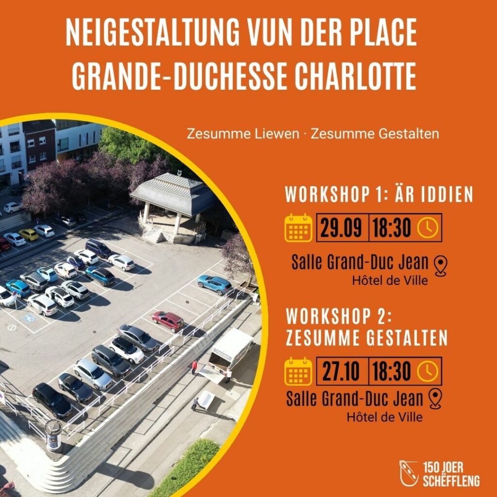 29.09.2026 – Invitatioun Workshop: Neigestaltung vun der Place Grande‑Duchesse Charlotte