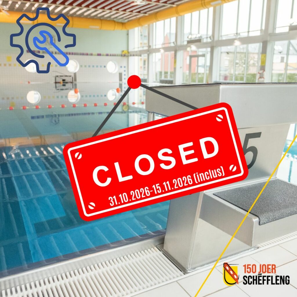 Piscine & Sauna: fermeture annuelle – 31.10 au 15.11.2026